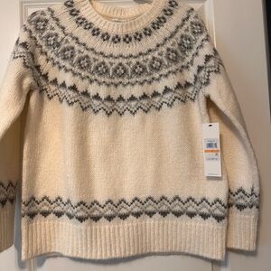 Calvin Klein Cream and Gray Knit Sweater